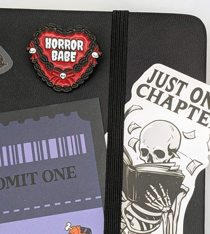 close up of horror babe pin