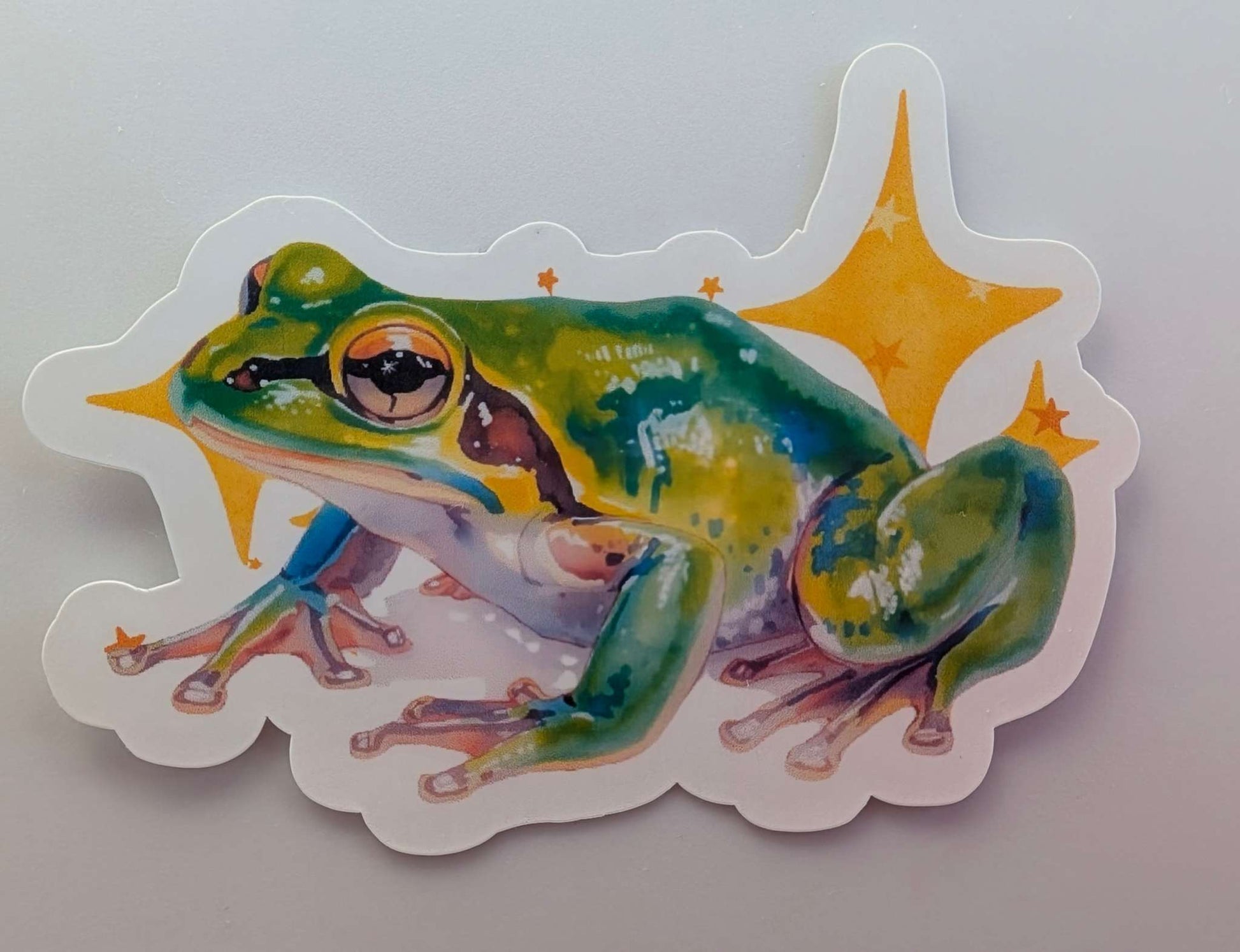 Mystical Frog sticker with whimsical stars