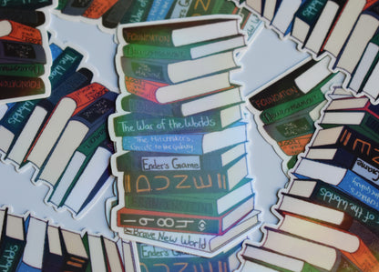 Sci-Fi Book stack Holographic Sticker